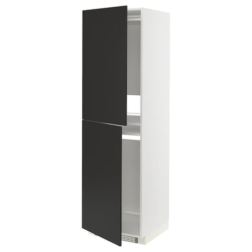 METOD - High cabinet for fridge/freezer, white/Nickebo matt anthracite , 60x60x200 cm