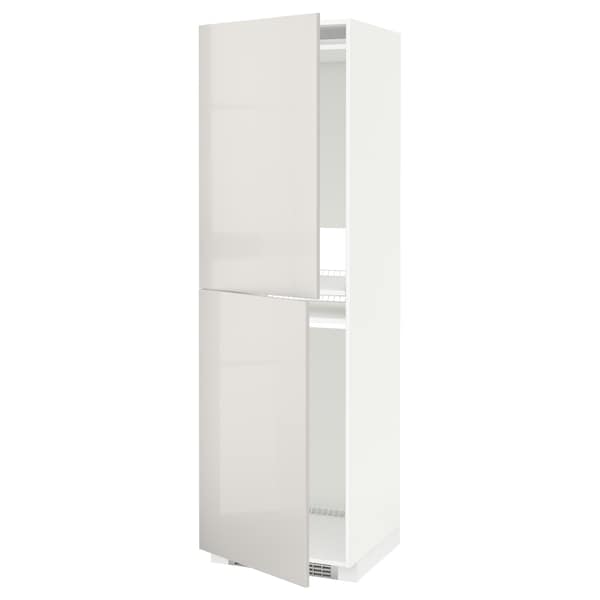 Ikea METOD - High cabinet for fridge/freezer, white/Ringhult light grey, 60x60x200 cm