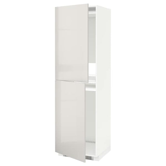 Ikea METOD - High cabinet for fridge/freezer, white/Ringhult light grey, 60x60x200 cm