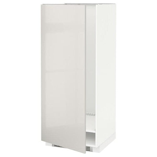 METOD - High cabinet for fridge/freezer, white/Ringhult light grey, 60x60x140 cm