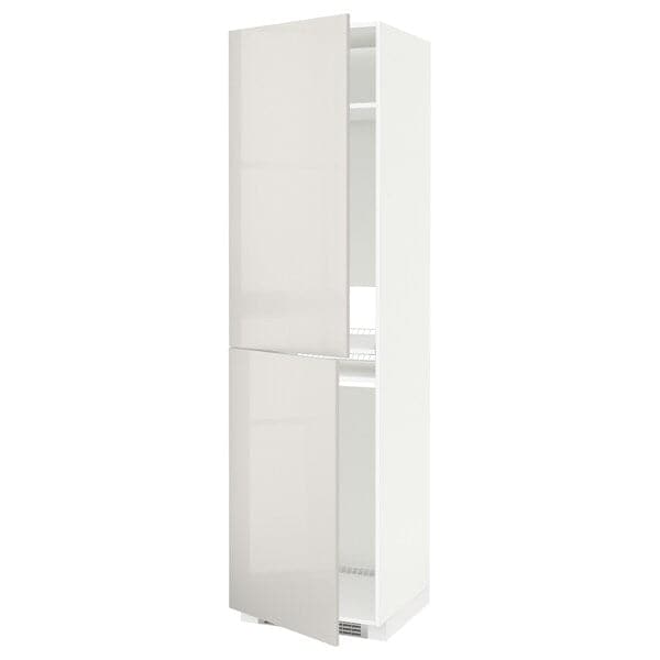 Ikea METOD - High cabinet for fridge/freezer, white/Ringhult light grey , 60x60x220 cm
