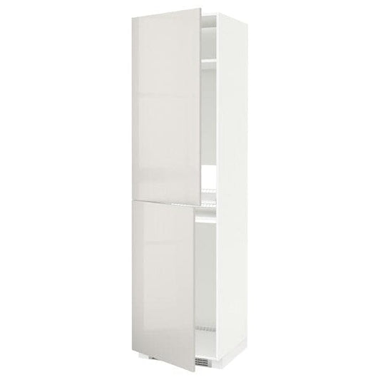 Ikea METOD - High cabinet for fridge/freezer, white/Ringhult light grey , 60x60x220 cm
