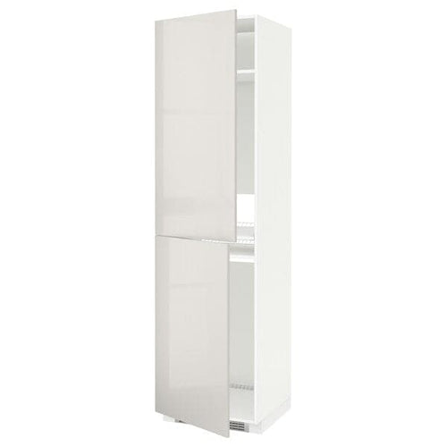 METOD - High cabinet for fridge/freezer, white/Ringhult light grey , 60x60x220 cm