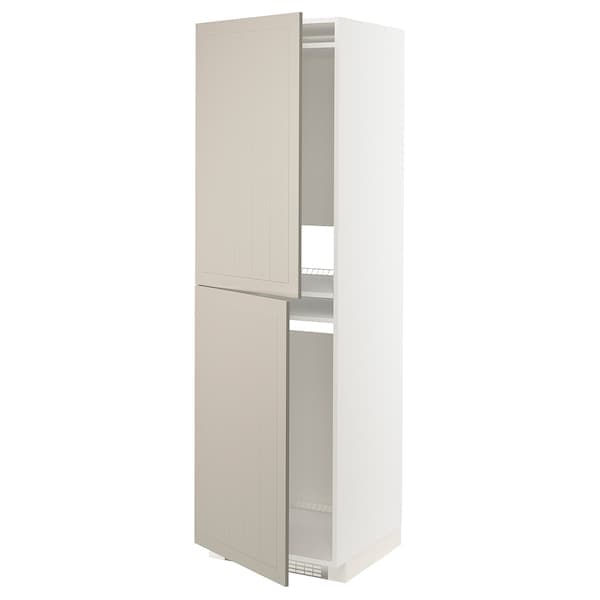 Ikea METOD - High cabinet for fridge/freezer, white/Stensund beige, 60x60x200 cm