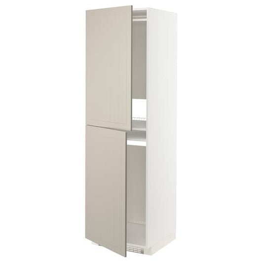 Ikea METOD - High cabinet for fridge/freezer, white/Stensund beige, 60x60x200 cm