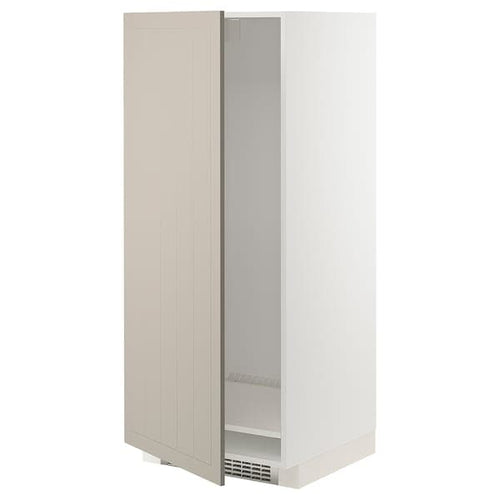 METOD - High cabinet for fridge/freezer, white/Stensund beige, 60x60x140 cm