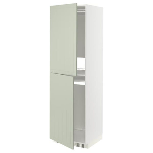 METOD - High cabinet for fridge/freezer, white/Stensund light green, 60x60x200 cm