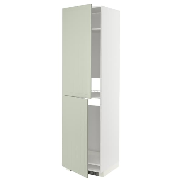 METOD - High cabinet for fridge/freezer, white/Stensund light green, 60x60x220 cm - best price from Maltashopper.com 79487277