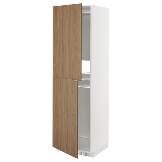 Ikea METOD - High cabinet for fridge/freezer, white/Tistorp brown walnut effect, 60x60x200 cm