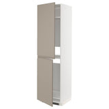 METOD high cabinet for fridge/freezer, white/Upplöv matt dark beige, 60x60x220 cm