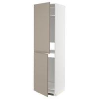 METOD - High cabinet for fridge/freezer, white/Upplöv matt dark beige, 60x60x220 cm - best price from Maltashopper.com 29491719