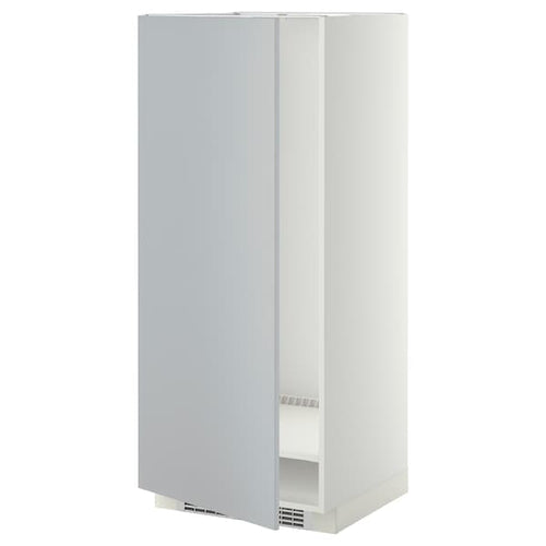 METOD - High cabinet for fridge/freezer, white/Veddinge grey , 60x60x140 cm