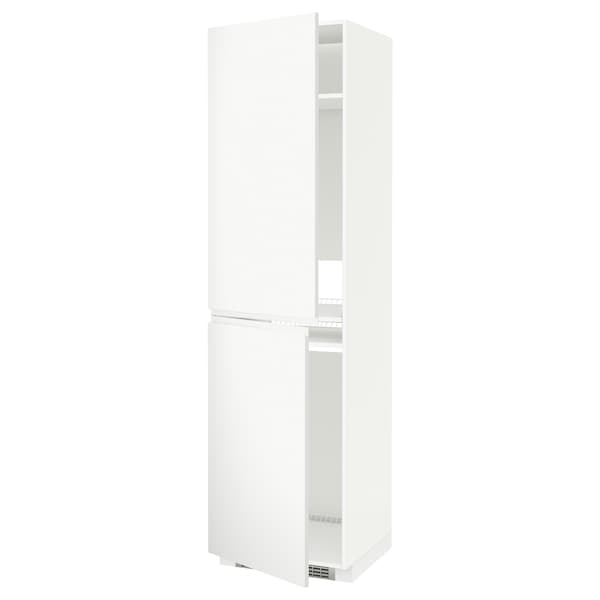 METOD - High cabinet for fridge/freezer, white/Voxtorp matt white, 60x60x220 cm - best price from Maltashopper.com 89111373