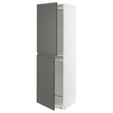 METOD high cabinet for fridge/freezer, white/Voxtorp dark grey, 60x60x200 cm