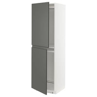 METOD high cabinet for fridge/freezer, white/Voxtorp dark grey, 60x60x200 cm