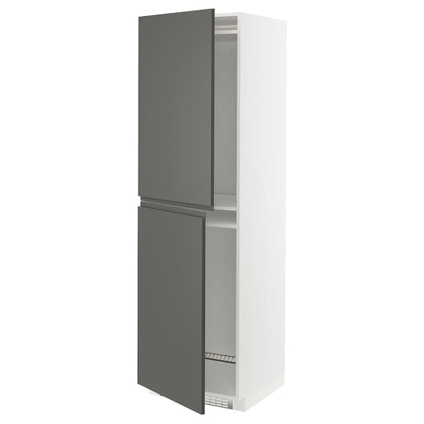 Ikea METOD - High cabinet for fridge/freezer, white/Voxtorp dark grey, 60x60x200 cm