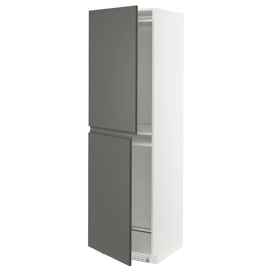 Ikea METOD - High cabinet for fridge/freezer, white/Voxtorp dark grey, 60x60x200 cm