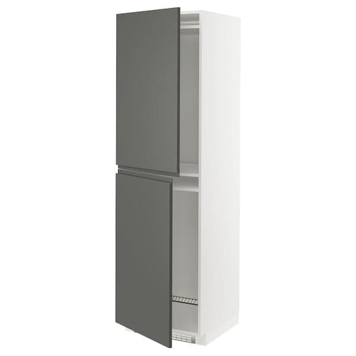 METOD - High cabinet for fridge/freezer, white/Voxtorp dark grey, 60x60x200 cm