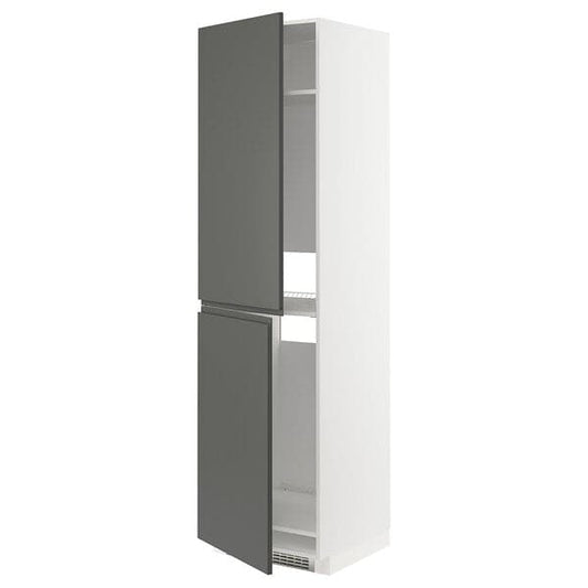 Ikea METOD - High cabinet for fridge/freezer, white/Voxtorp dark grey, 60x60x220 cm