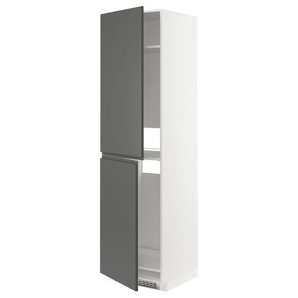 Ikea METOD - High cabinet for fridge/freezer, white/Voxtorp dark grey, 60x60x220 cm