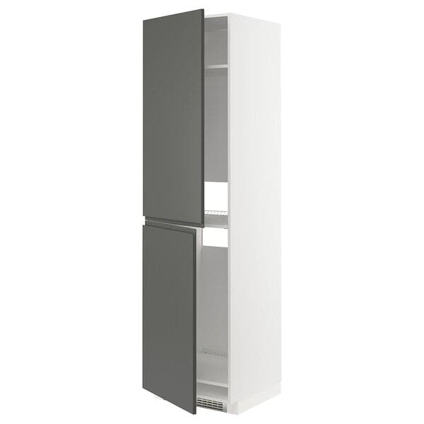 METOD - High cabinet for fridge/freezer, white/Voxtorp dark grey, 60x60x220 cm