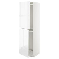 METOD high cabinet for fridge/freezer, white/Voxtorp high-gloss/white, 60x60x200 cm