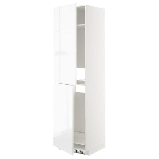 Ikea METOD - High cabinet for fridge/freezer, white/Voxtorp high-gloss/white, 60x60x220 cm