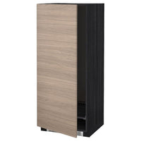 METOD High cabinet for fridge/freezer - black/Brokhult light grey 60x60x140 cm - best price from Maltashopper.com 69925466