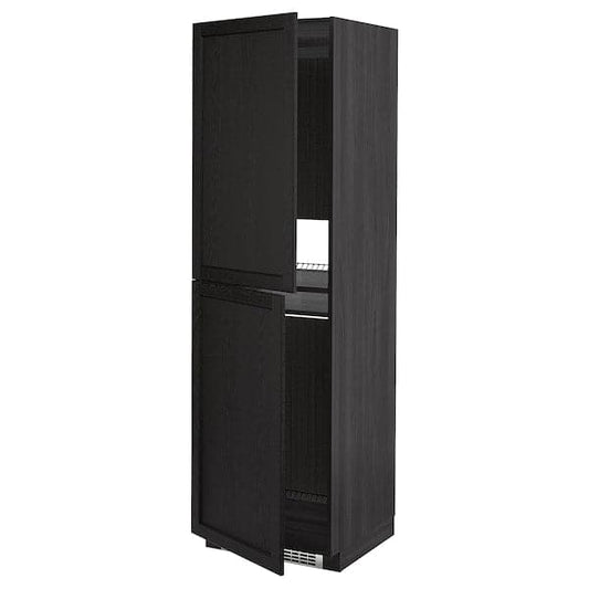 Ikea METOD - High cabinet for fridge/freezer, black/Lerhyttan black stained, 60x60x200 cm