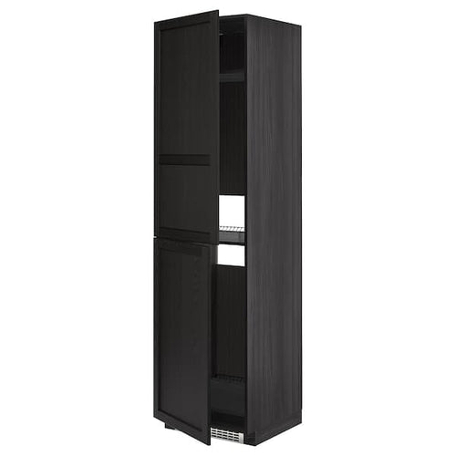 METOD - High cabinet for fridge/freezer, black/Lerhyttan black stained, 60x60x220 cm