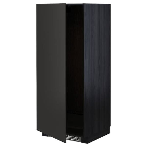 METOD - High cabinet for fridge/freezer, black/Nickebo matt anthracite , 60x60x140 cm