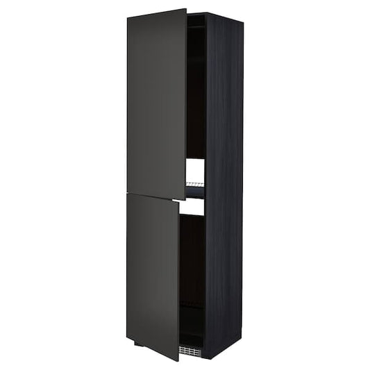Ikea METOD - High cabinet for fridge/freezer, black/Nickebo matt anthracite, 60x60x220 cm