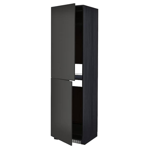 METOD - High cabinet for fridge/freezer, black/Nickebo matt anthracite, 60x60x220 cm