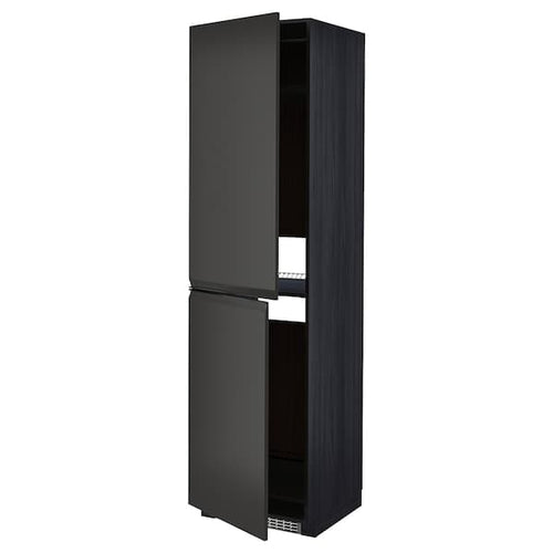 METOD - METOD High cabinet for fridge/freezer, black/Upplöv matt anthracite, 60x60x220 cm