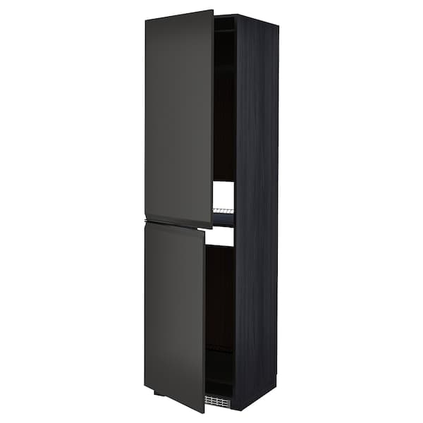 METOD - High cabinet for fridge/freezer, black/Upplöv matt anthracite, 60x60x220 cm