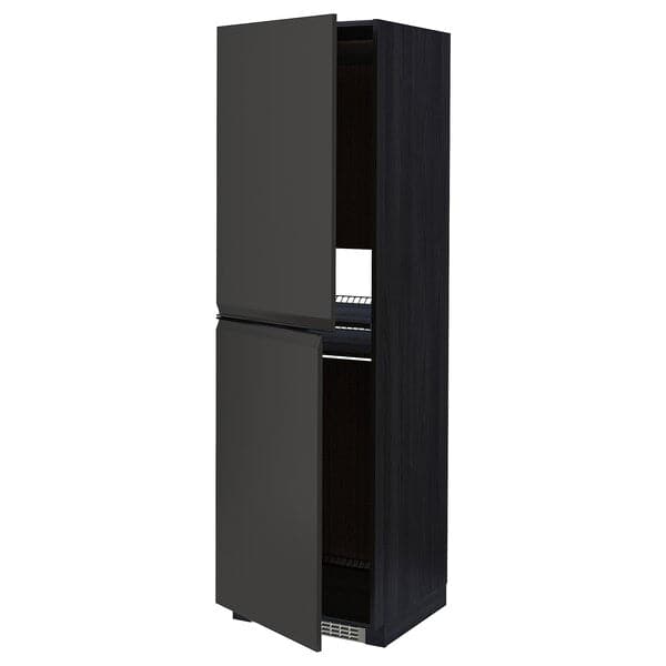 Ikea METOD - High cabinet for fridge/freezer, black/Upplöv matt anthracite, 60x60x200 cm