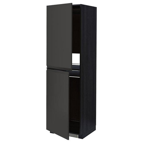 METOD - High cabinet for fridge/freezer, black/Upplöv matt anthracite, 60x60x200 cm