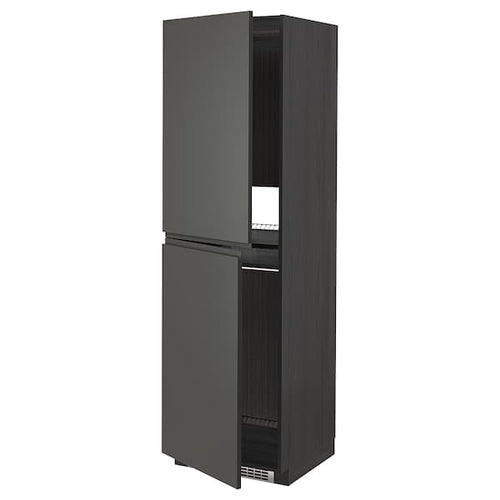 METOD - High cabinet for fridge/freezer, black/Voxtorp dark grey, 60x60x200 cm