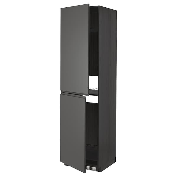 METOD - High cabinet for fridge/freezer, black/Voxtorp dark grey, 60x60x220 cm