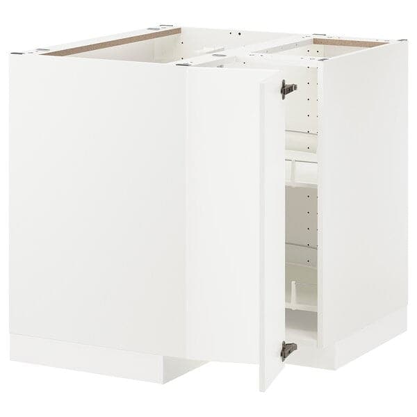 METOD - Corner base cabinet with carousel, white/Axstad matt white, 88x88 cm - best price from Maltashopper.com 99383354