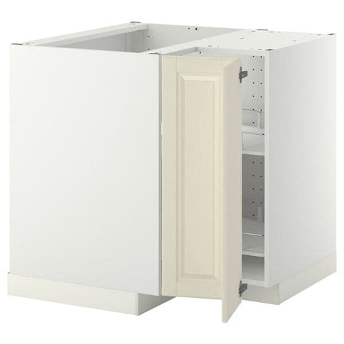 METOD - Corner base cabinet with carousel, white/Bodbyn off-white, 88x88 cm