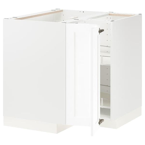 METOD - Corner base cabinet with carousel, white Enköping/white wood effect, 88x88 cm