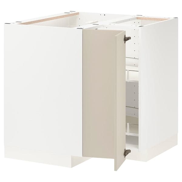 Ikea METOD - Corner base cabinet with carousel, white/Havstorp beige, 88x88 cm