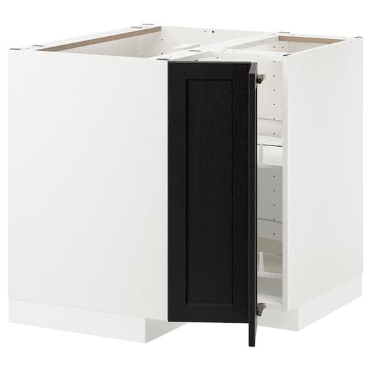 Ikea METOD - Corner base cabinet with carousel, white/Lerhyttan black stained, 88x88 cm