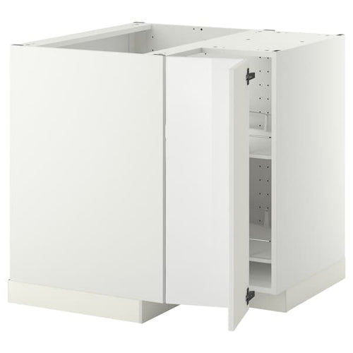 METOD - Corner base cabinet with carousel, white/Ringhult white, 88x88 cm
