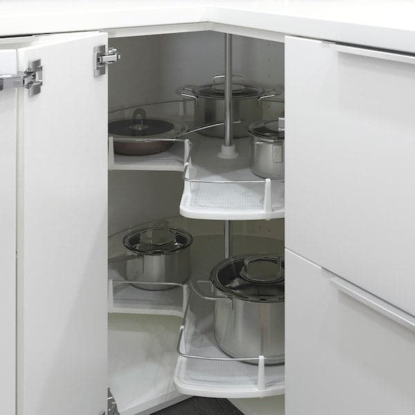 METOD - Corner base cabinet with carousel, white/Stensund white, 88x88 cm - best price from Maltashopper.com 99409194