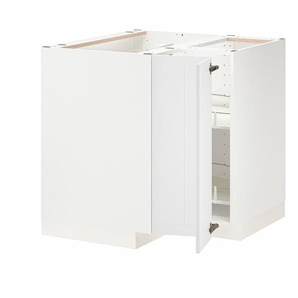 METOD - Corner base cabinet with carousel, white/Stensund white, 88x88 cm - best price from Maltashopper.com 99409194