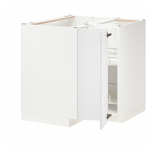 METOD - Corner base cabinet with carousel, white/Stensund white, 88x88 cm