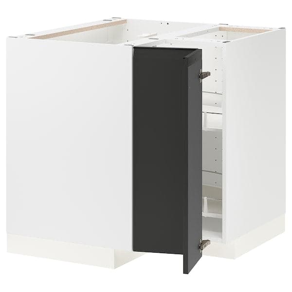 METOD - Corner base cabinet with carousel, white/Upplöv matt anthracite, 88x88 cm - best price from Maltashopper.com 99493319