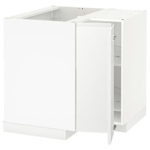 METOD corner base cabinet with carousel, white/Voxtorp matt white